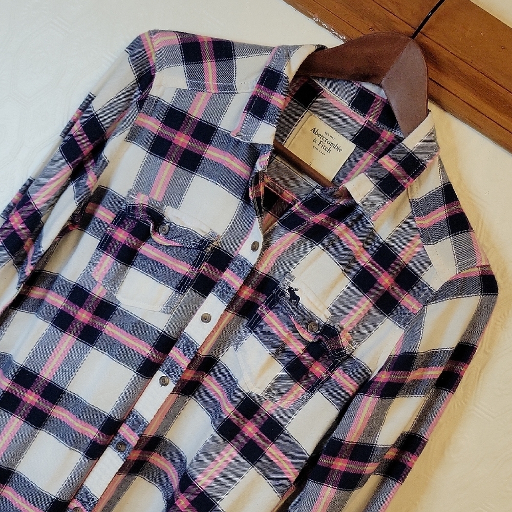 Abercrombie & Fitch Plaid Blouse - Pink and Blue